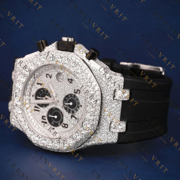 Fully Iced Out Chronograph VVS1 D Color Moissanite Watch