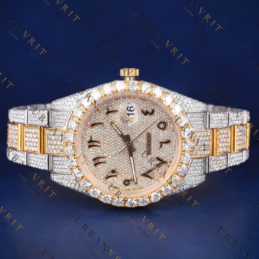 Two Tone Arabic Dial VVS1 D Color Moissanite Watch