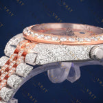 Rose Gold Roman VVS1 D Color Moissanite Watch