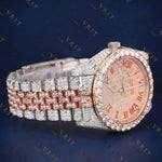 Rose Gold Roman VVS1 D Color Moissanite Watch