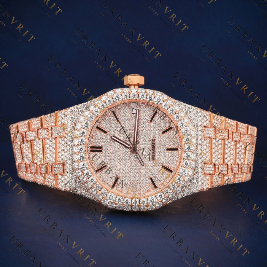 Rose Gold Royal VVS1 D Color Moissanite Watch