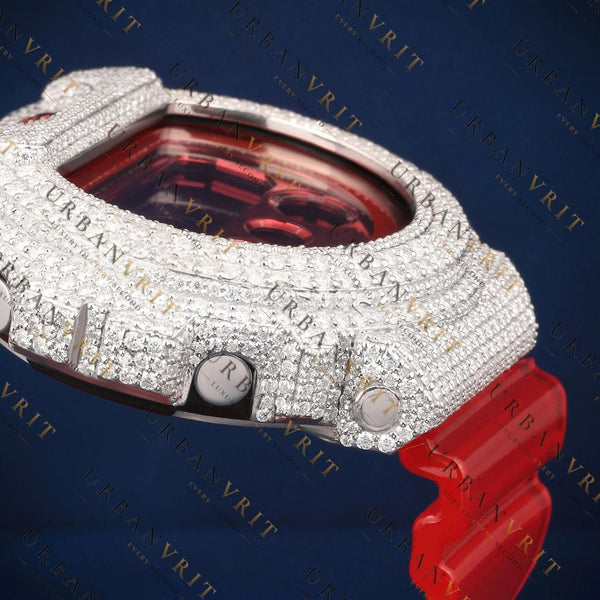 Red G Shock VVS1 D Color Moissanite Watch