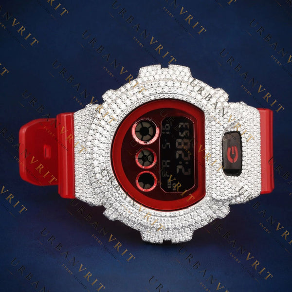 Red G Shock VVS1 D Color Moissanite Watch