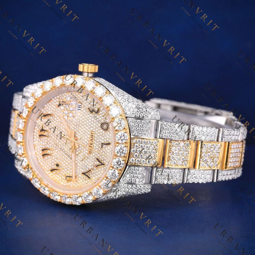 Two Tone Arabic Dial VVS1 D Color Moissanite Watch