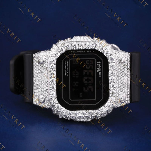 Iced Out Digital VVS1 D Color Moissanite Watch