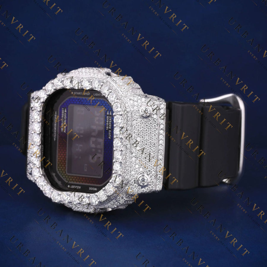 Iced Out Digital VVS1 D Color Moissanite Watch