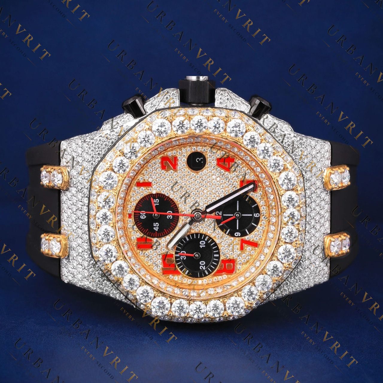 Two Tone Chronograph VVS1 D Color Moissanite Watch