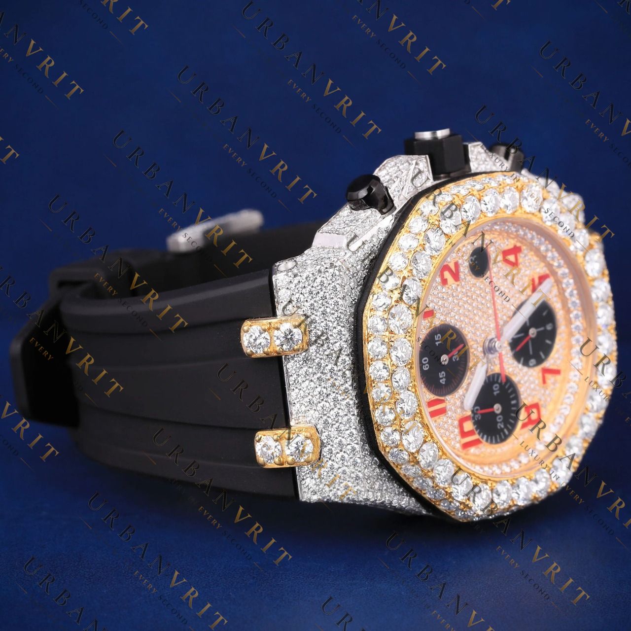 Two Tone Chronograph VVS1 D Color Moissanite Watch