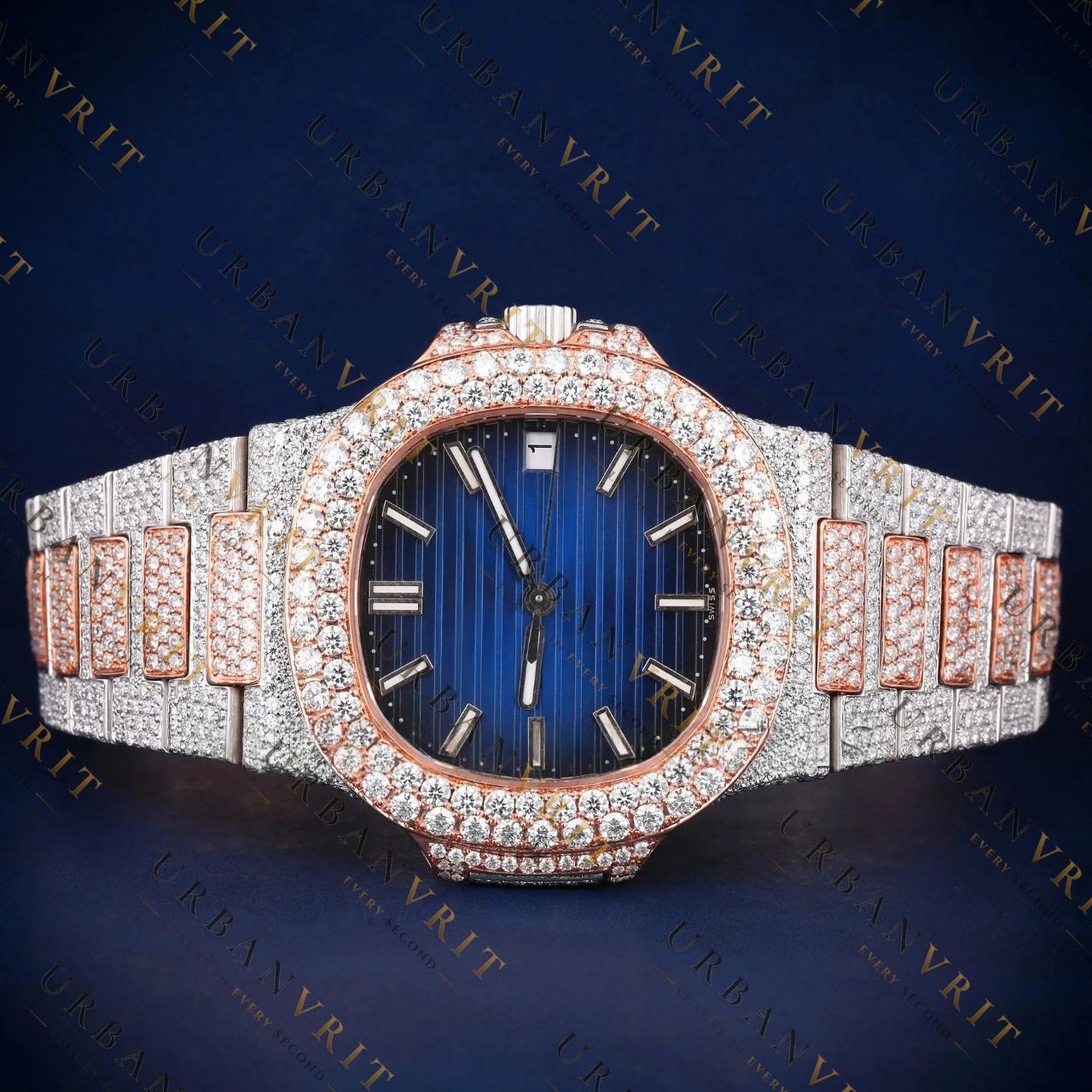 Luxury Blue Dial VVS1 D Color Moissanite Watch