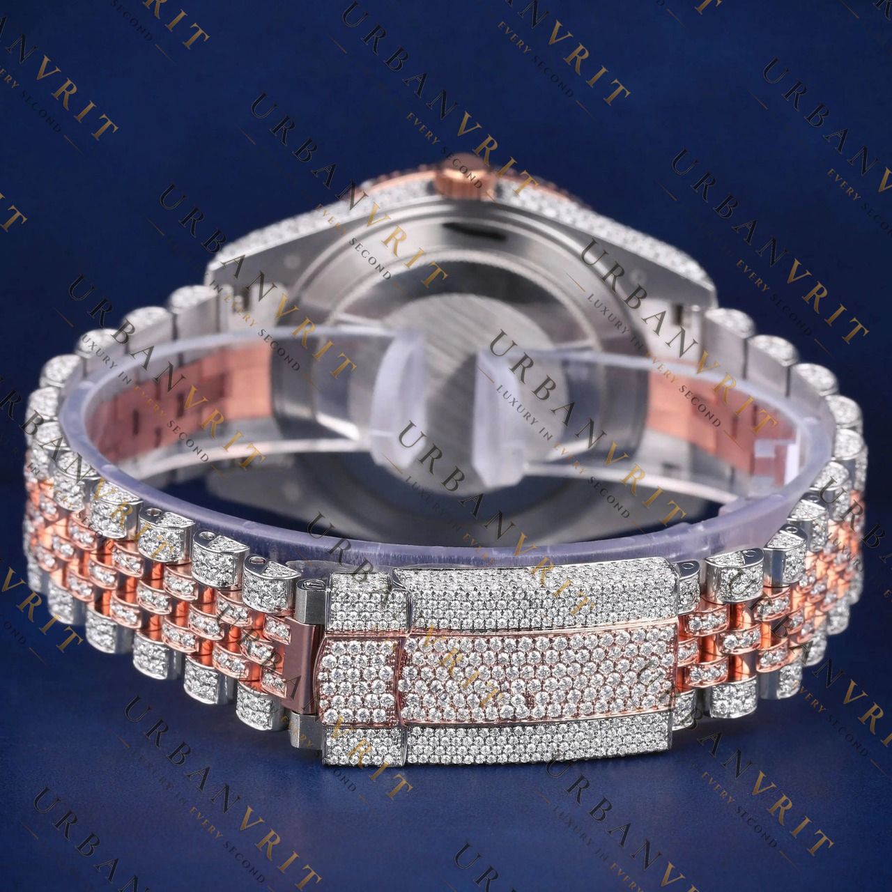 Rose Gold Dial VVS1 D Color Moissanite Watch