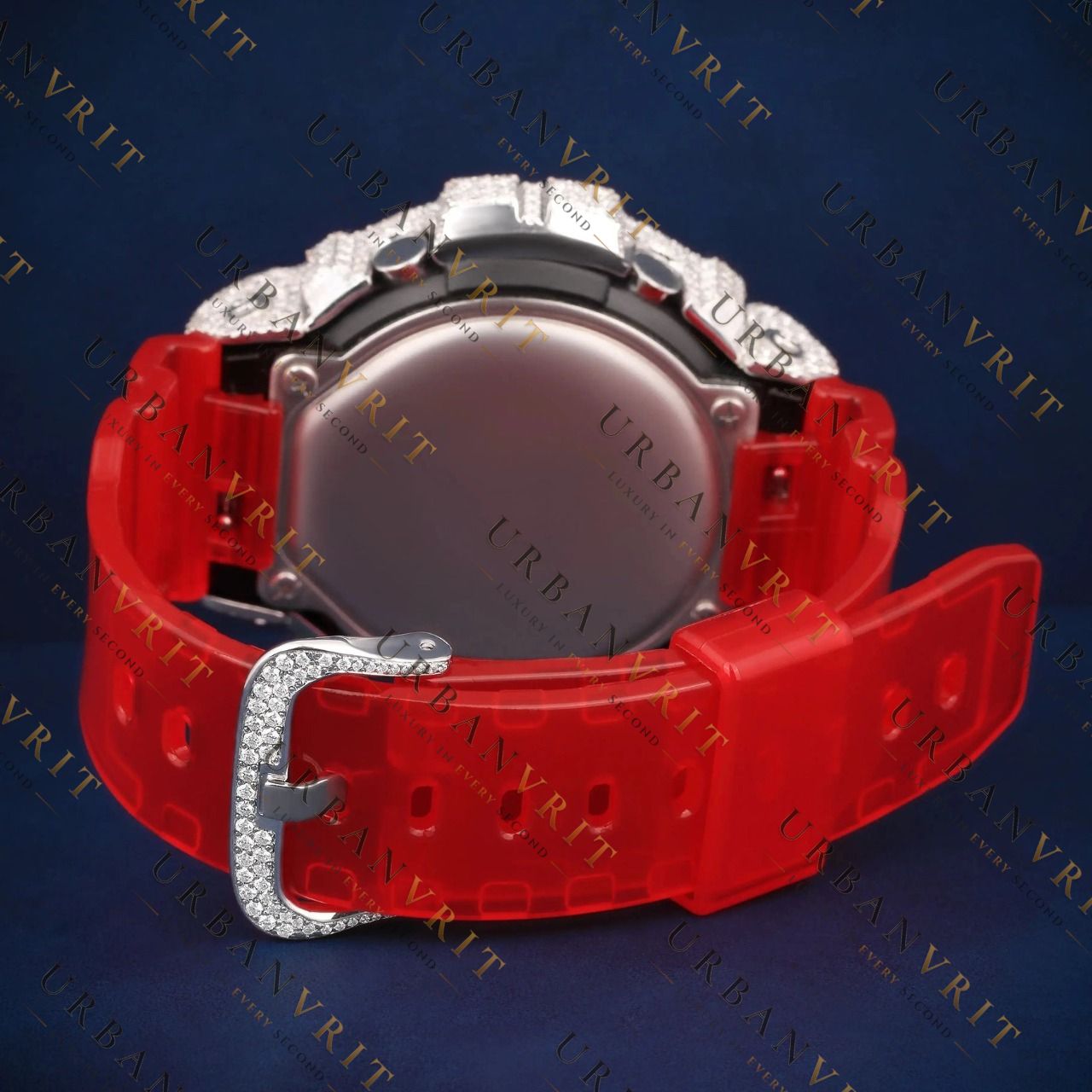 Red G Shock VVS1 D Color Moissanite Watch