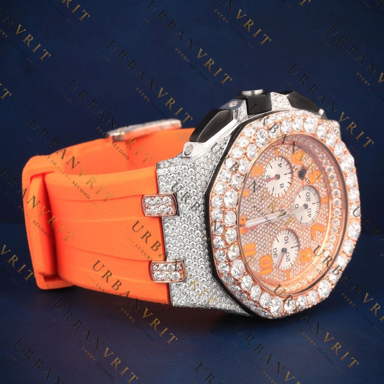 Rose Gold Chronograph VVS1 D Color Moissanite Watch