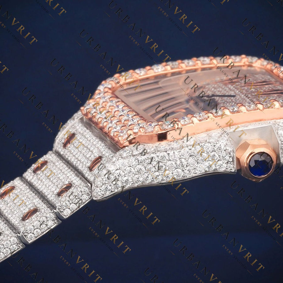 Two Tone Square Arabic VVS1 D Color Moissanite Watch