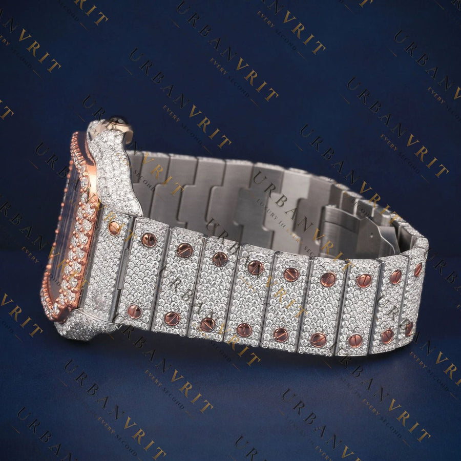 Two Tone Square Arabic VVS1 D Color Moissanite Watch