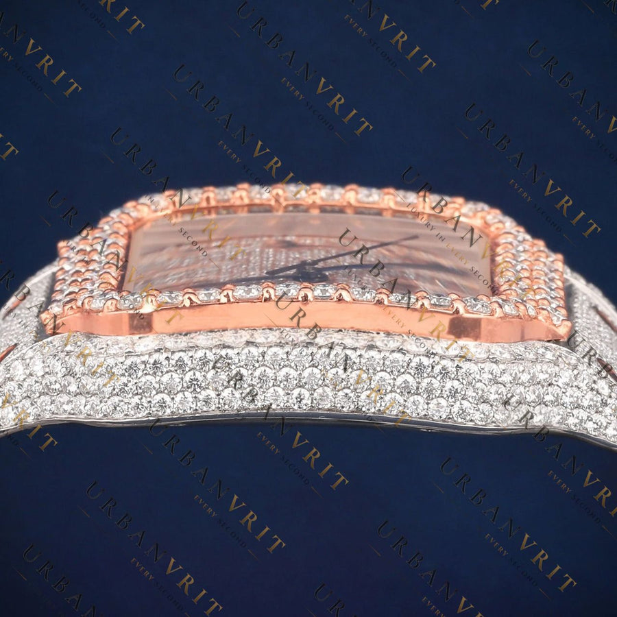 Two Tone Square Arabic VVS1 D Color Moissanite Watch