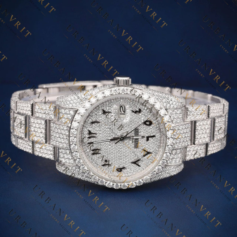 Arabic Dial Round VVS1 D Color Moissanite Watch