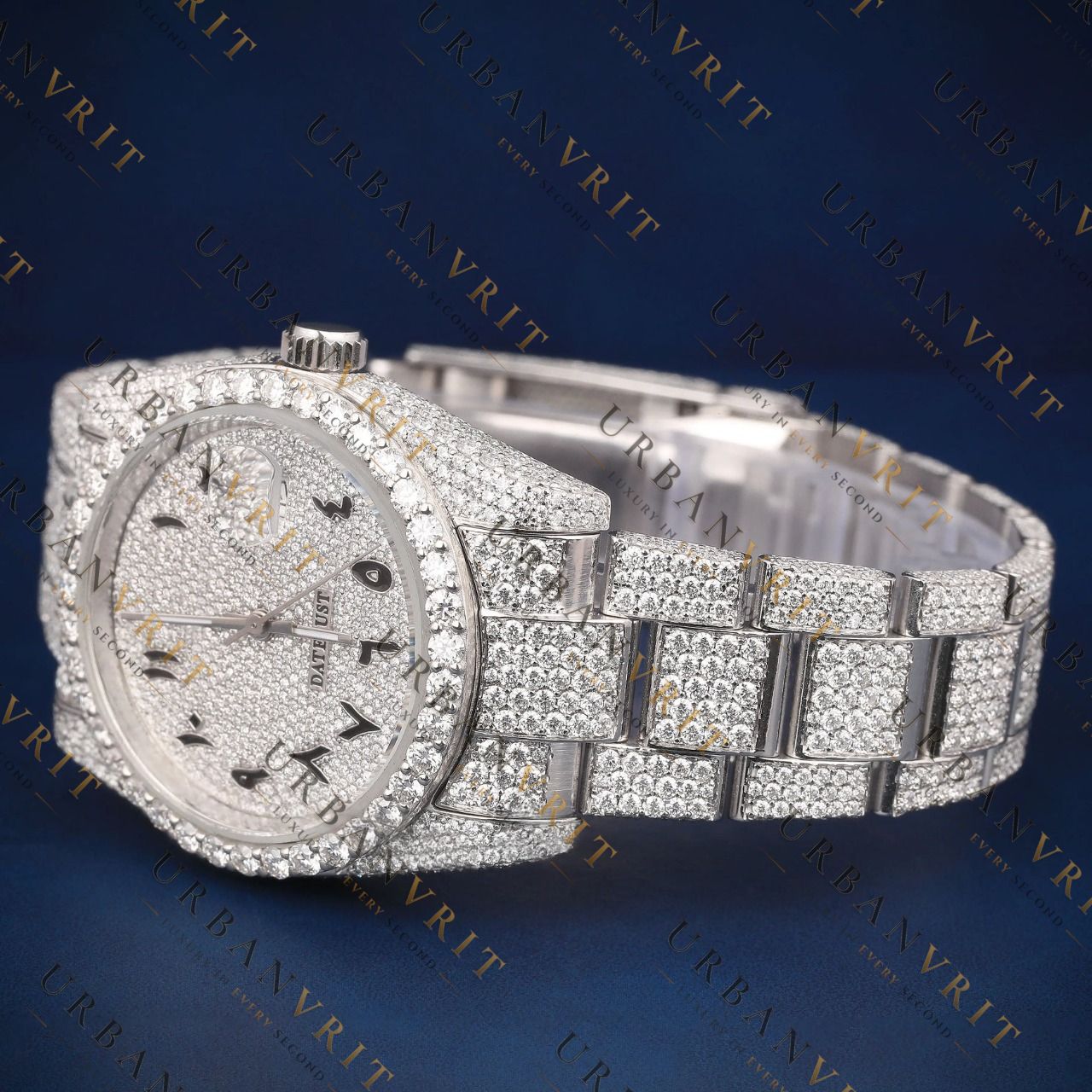 Arabic Dial Round VVS1 D Color Moissanite Watch