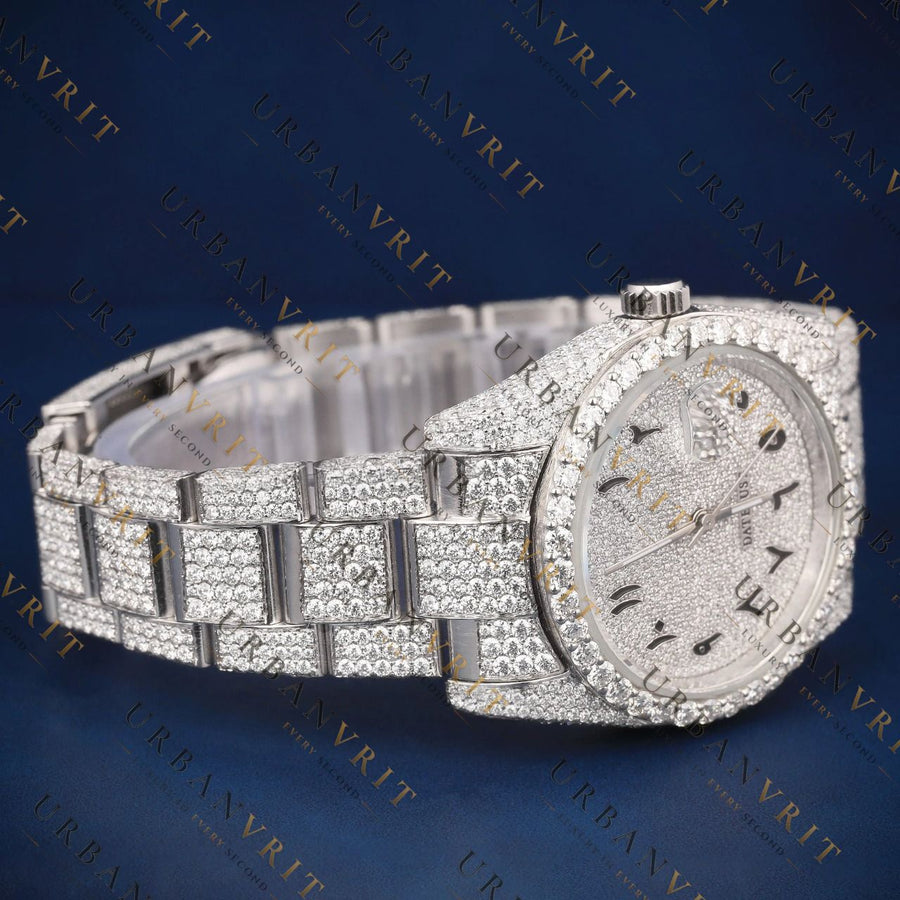 Arabic Dial Round VVS1 D Color Moissanite Watch