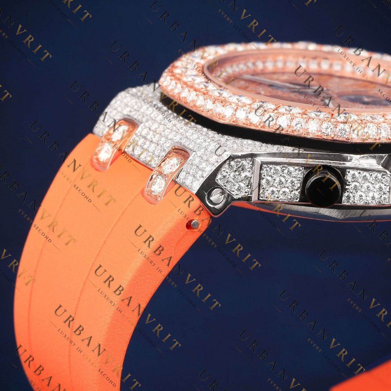 Orange Chronograph VVS1 D Color Moissanite Watch