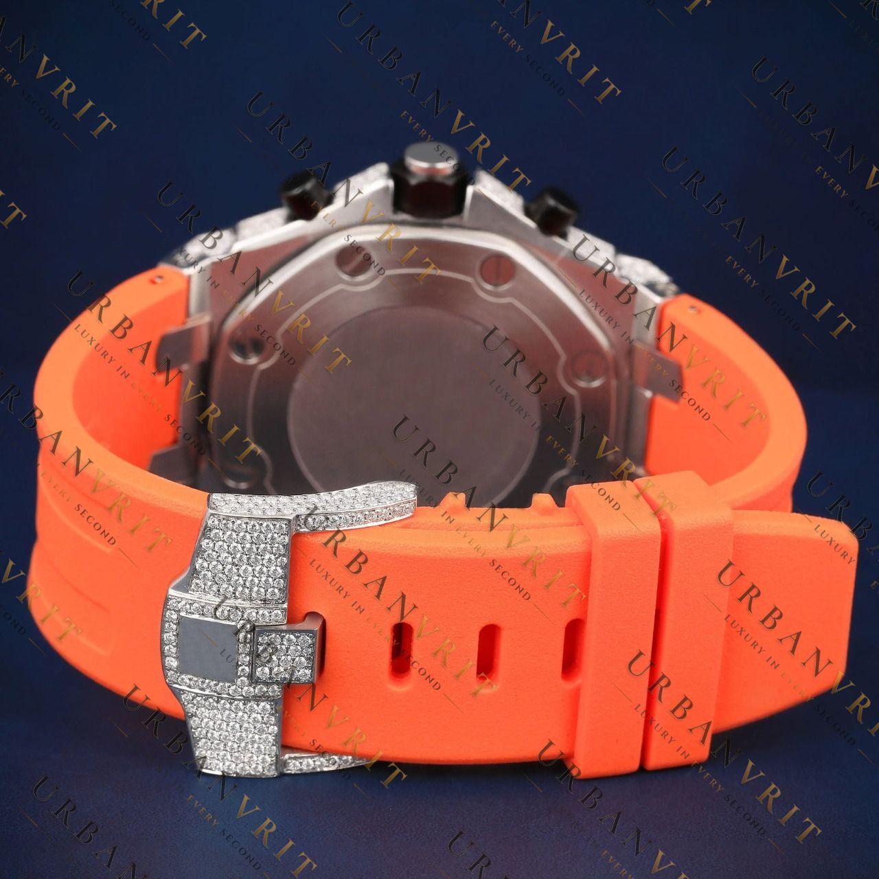 Orange Chronograph VVS1 D Color Moissanite Watch
