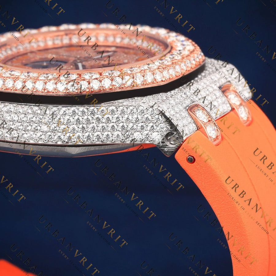 Orange Chronograph VVS1 D Color Moissanite Watch