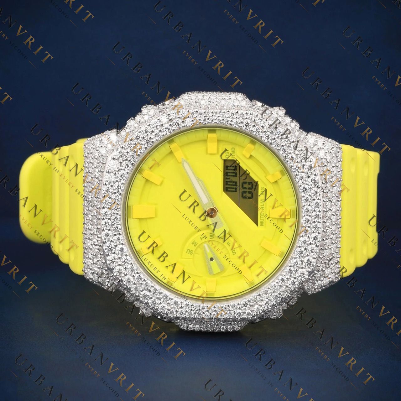 Yellow G Shock VVS1 D Color Moissanite Watch