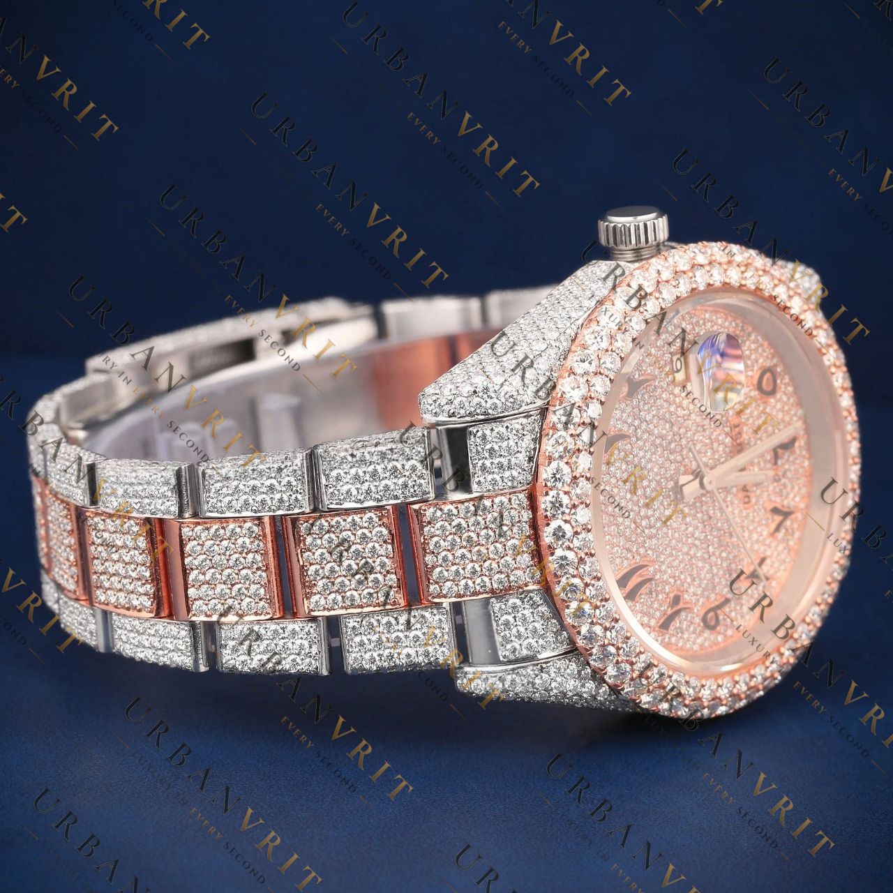 Two Tone Arabic VVS1 D Color  Moissanite Watch