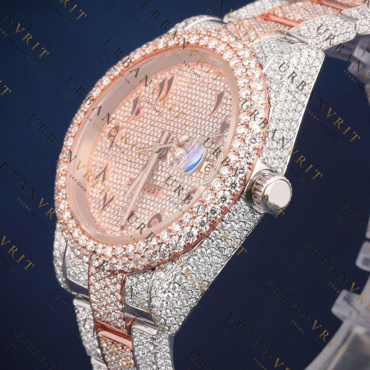 Two Tone Arabic VVS1 D Color  Moissanite Watch