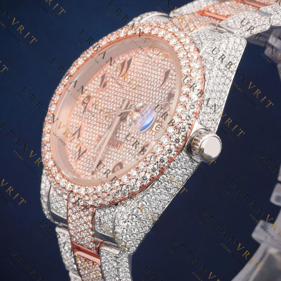 Two Tone Arabic VVS1 D Color  Moissanite Watch