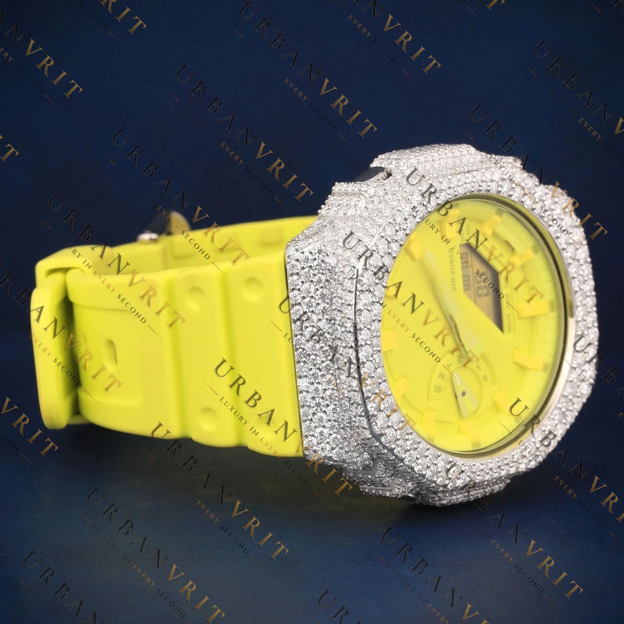 Yellow G Shock VVS1 D Color Moissanite Watch