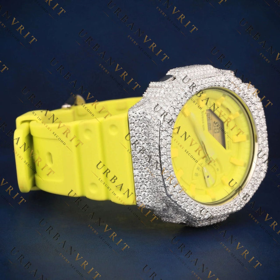 Yellow G Shock VVS1 D Color Moissanite Watch