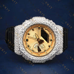 Gold Dial G Shock VVS1 D Color Moissanite Watch