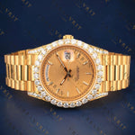 18K Gold Day Date VVS1 D Color Moissanite Watch