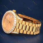 18K Gold Day Date VVS1 D Color Moissanite Watch