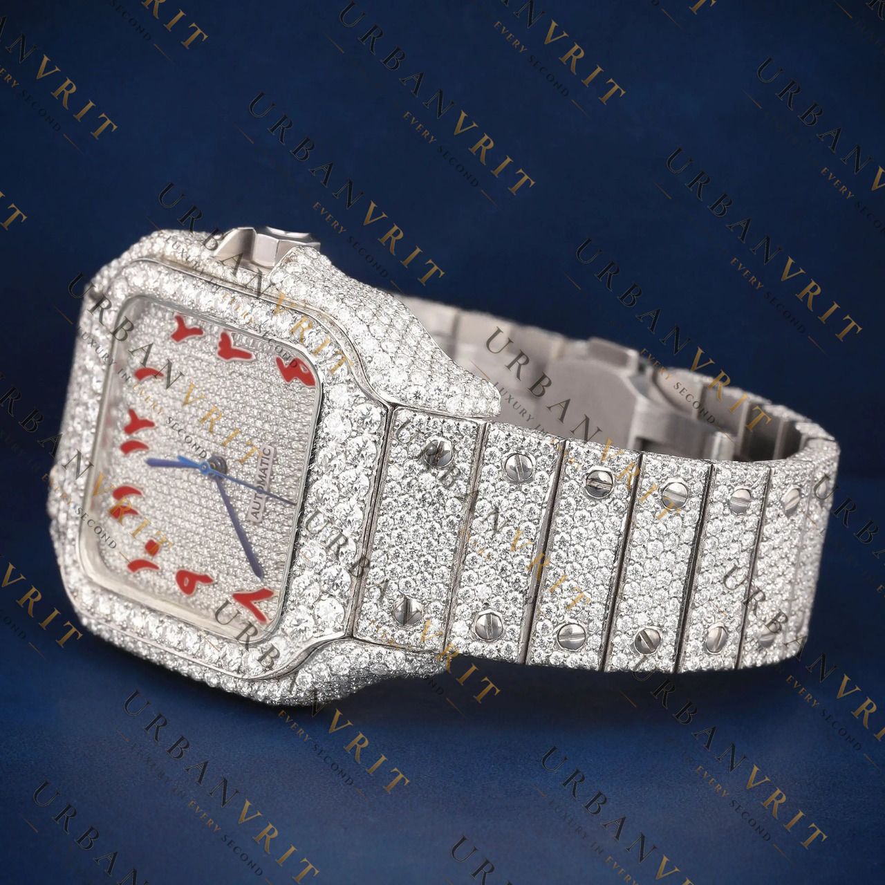 Iced Out Square VVS1 D Color Moissanite Watch