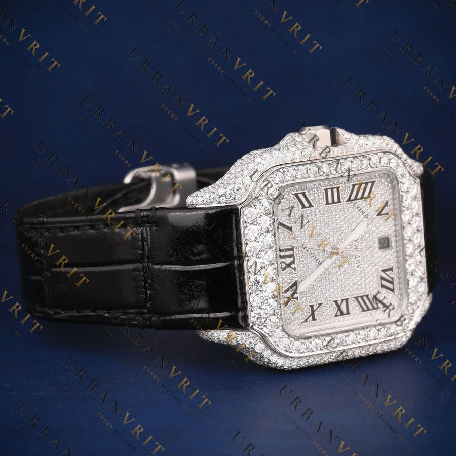 Square Roman Dial VVS1 D Color Moissanite Watch