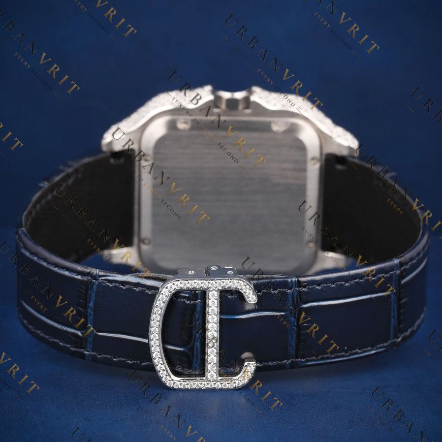 Blue Dial Square VVS1 D Color Moissanite Watch