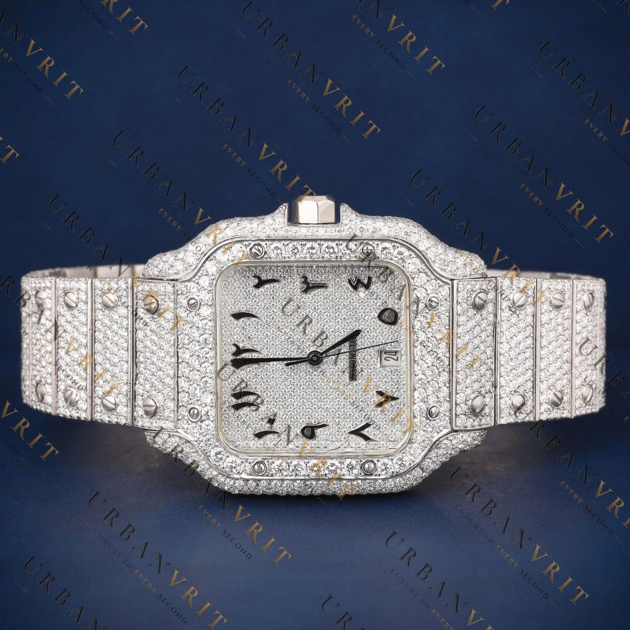 Arabic Dial Square VVS1 D Color Moissanite Watch