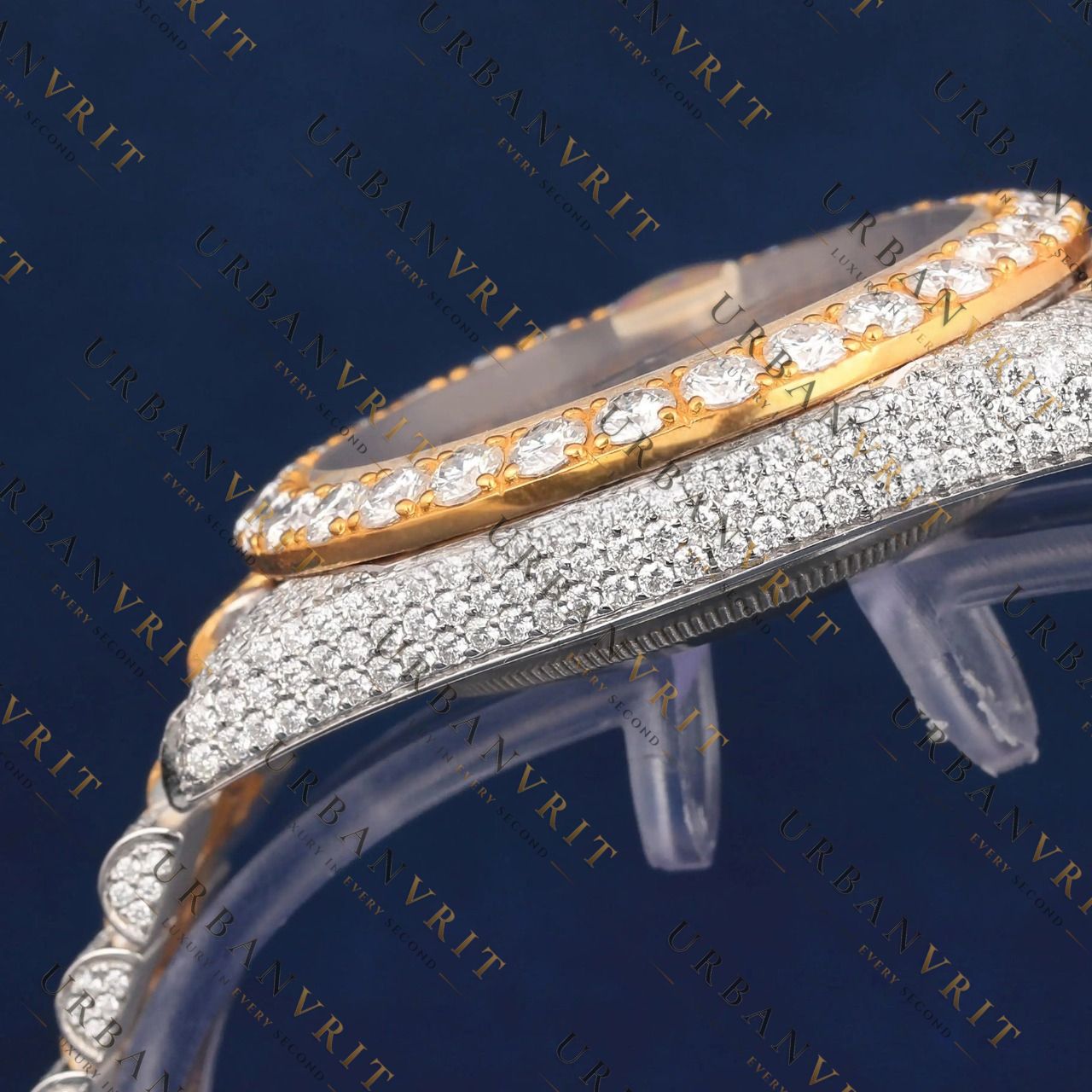 Two Tone Arabic Dial VVS1 D Color Moissanite Watch