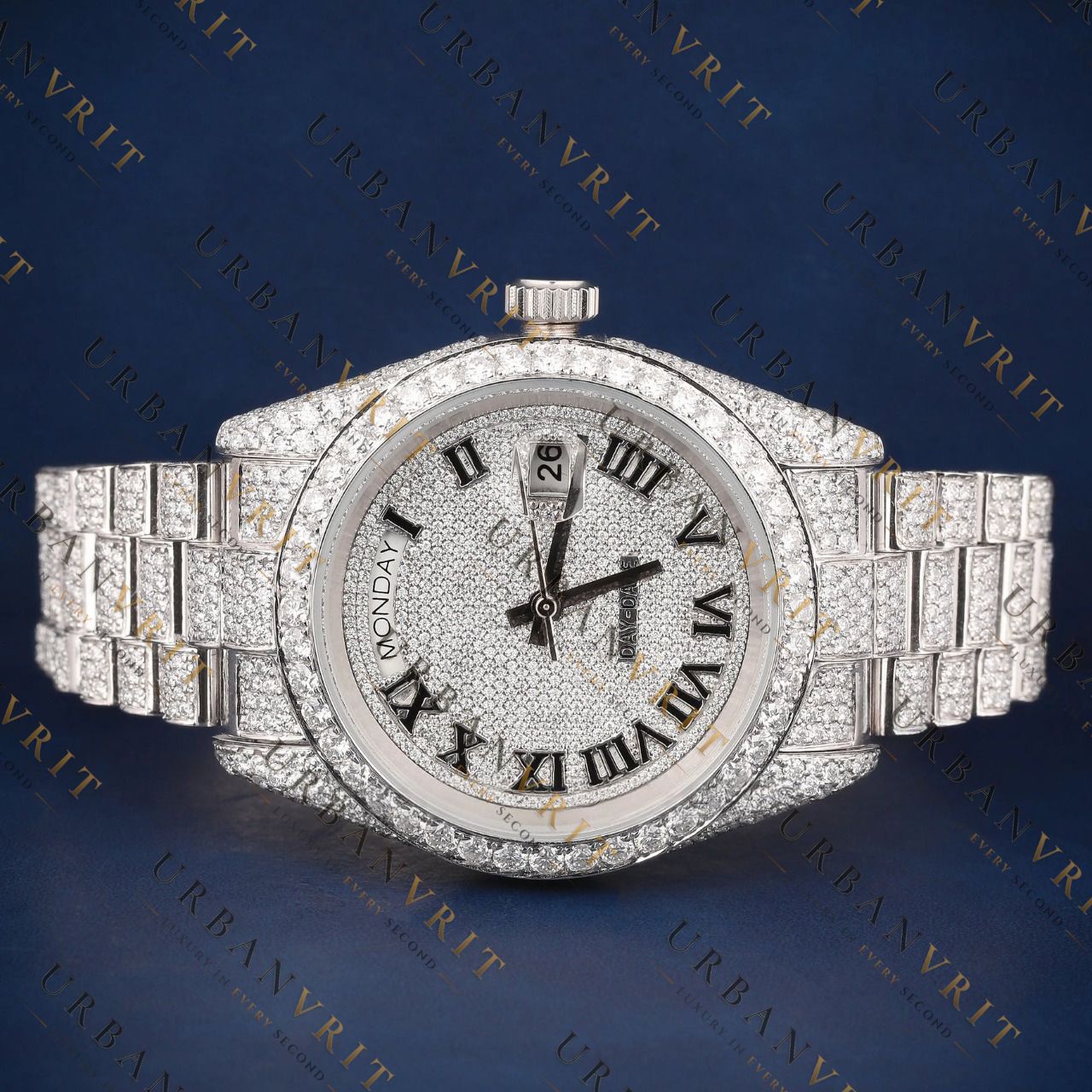 Day-Date Roman VVS1 D Color Moissanite Watch