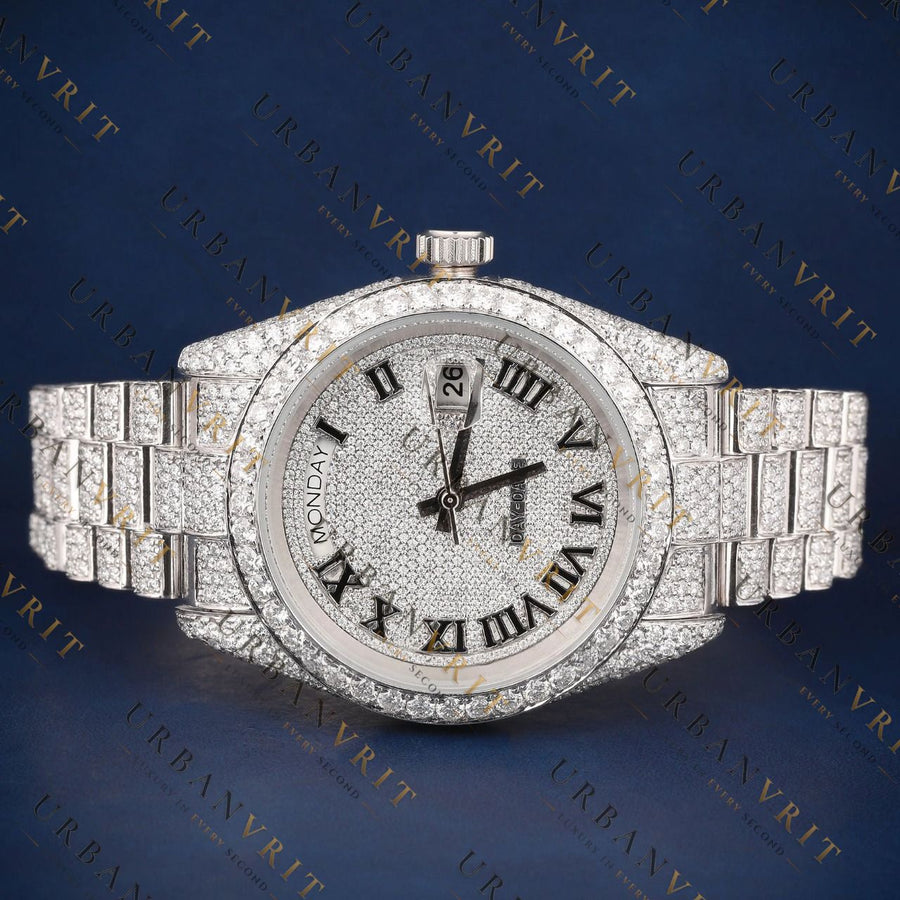 Day-Date Roman VVS1 D Color Moissanite Watch