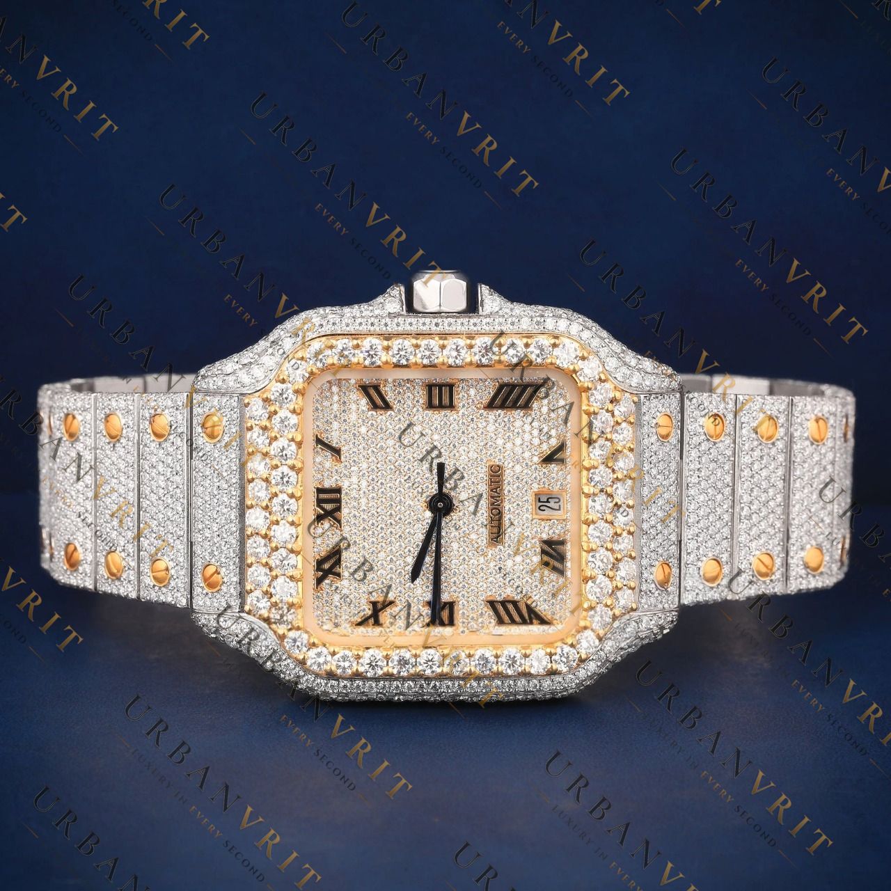 Two Tone Square VVS1 D Color Moissanite Watch