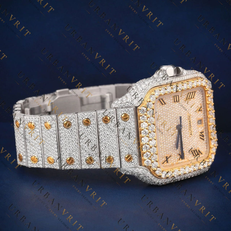 Two Tone Square VVS1 D Color Moissanite Watch