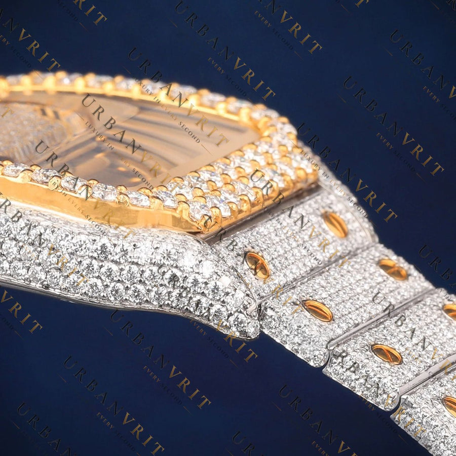 Two Tone Square VVS1 D Color Moissanite Watch