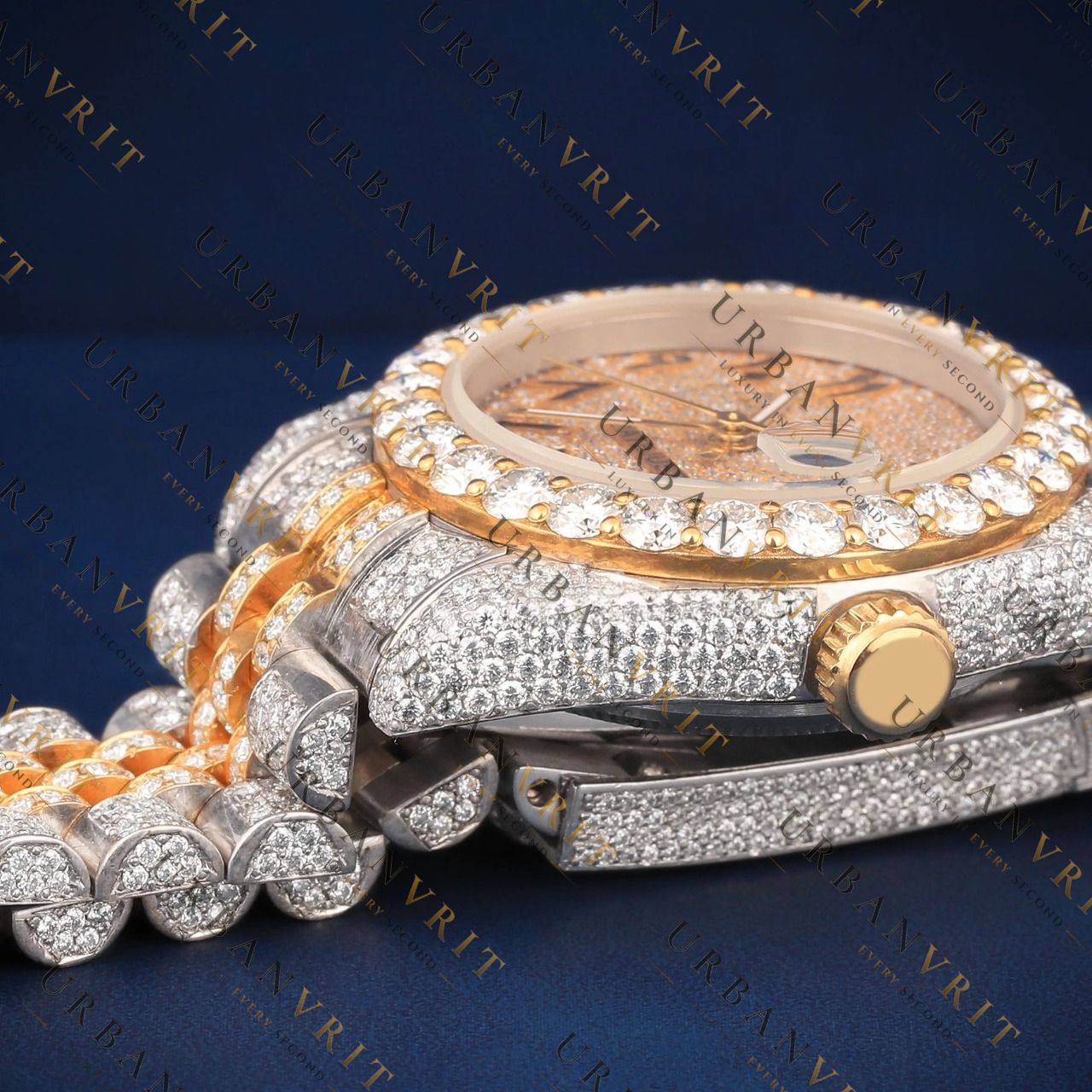 Two Tone Arabic VVS1 D Color Moissanite Watch
