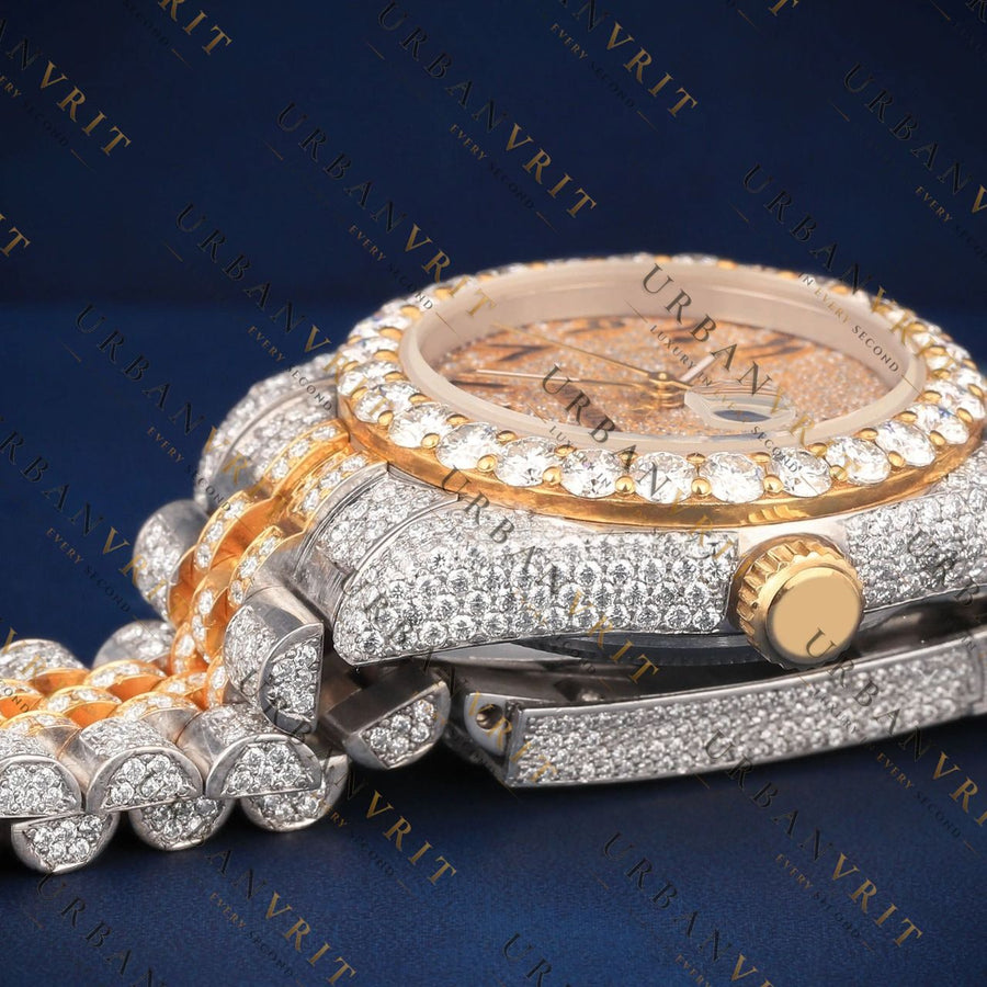 Two Tone Arabic VVS1 D Color Moissanite Watch