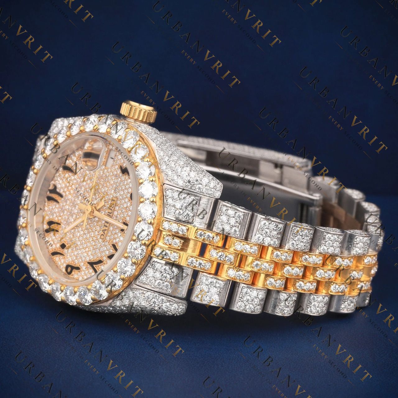 Two Tone Arabic VVS1 D Color Moissanite Watch