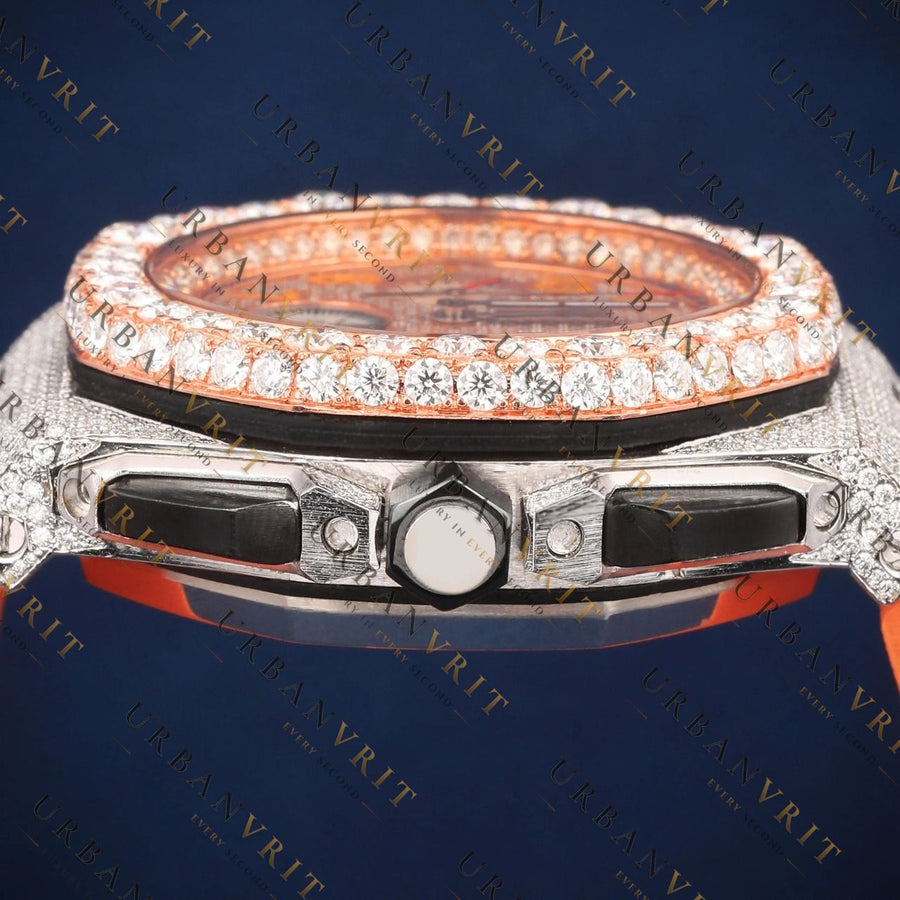 Rose Gold Chronograph VVS1 D Color Moissanite Watch