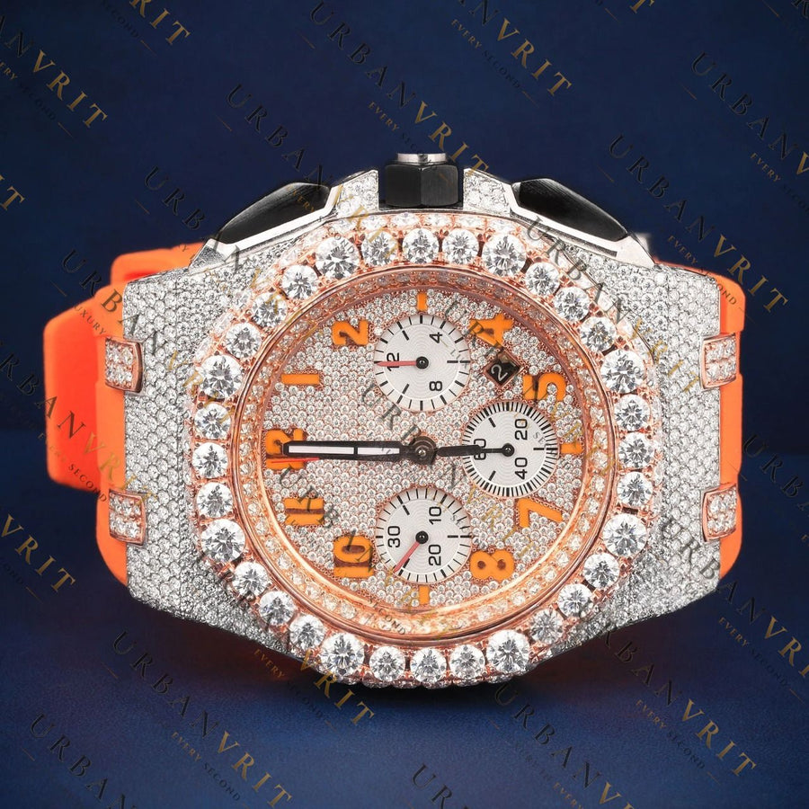 Rose Gold Chronograph VVS1 D Color Moissanite Watch