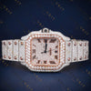 Two Tone Rose Gold Iced Out VVS1 D Color Moissanite Watch